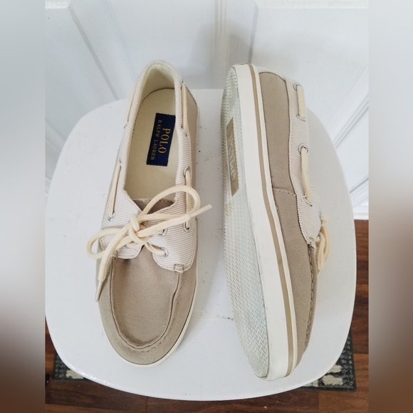 Polo Ralph Lauren Canvas Boat Shoes Devin Tan Size 8B - Picture 1 of 12